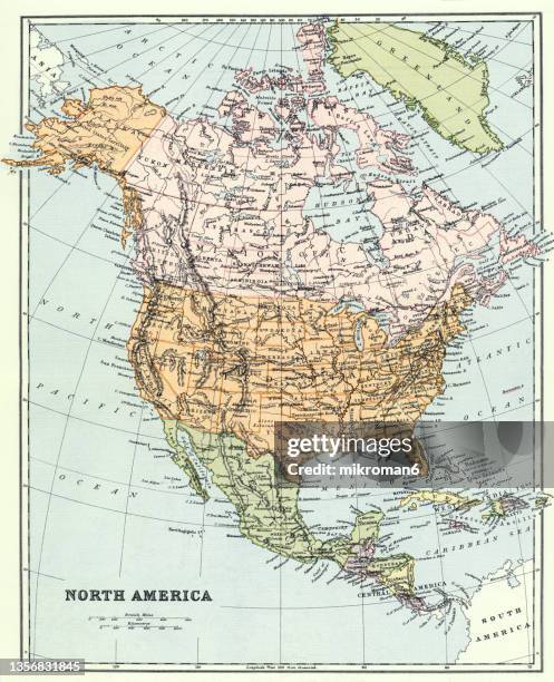 old map of north america - america continent map stock pictures, royalty-free photos & images