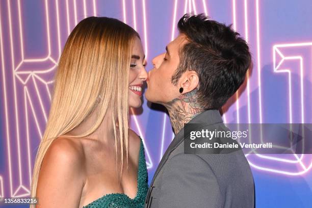 Chiara Ferragni and Fedez attend the photocall of the tv series "The Ferragnez" on December 02, 2021 in Milan, Italy.