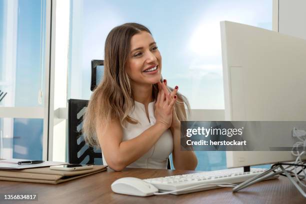 business woman in video call - camera operator imagens e fotografias de stock