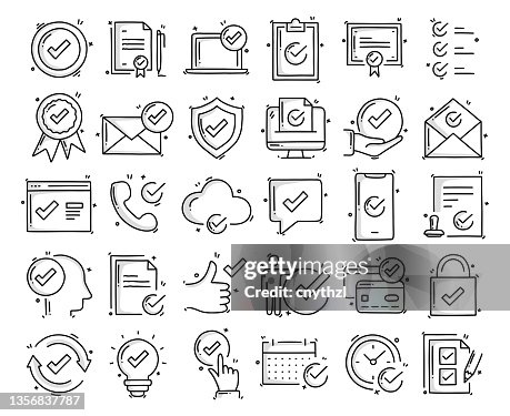 Checkmark Related Objects and Elements. Hand Drawn Vector Doodle Illustration Collection. Hand Drawn Icons Set. Checkmark Related Objects and Elements. Hand Drawn Vector Doodle Illustration Collection. Hand Drawn Icons Set.