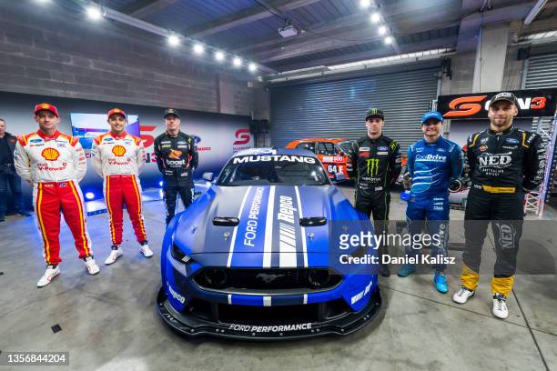 Supercar drivers Will Davison drives the Shell V-Power Ford Mustang, Anton de Pasquale drives the Shell V-Power Racing Ford Mustang, James Courtney...