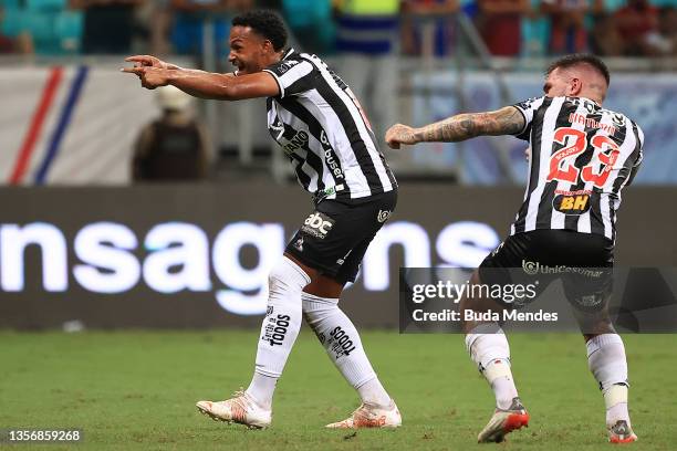 Neto and Nathan of Atletico Mineiro celebrate the victory and the championship after a match between Bahia and Atletico Mineiro as part of...