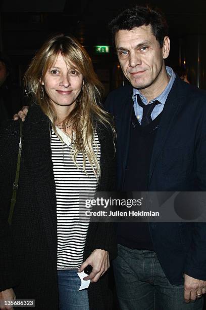 Marc Lavoine and his wife Sarah attend 'Les tribulations d Une Caissiere' Paris premiere at UGC Cine Cite Bercy on December 12, 2011 in Paris, France.