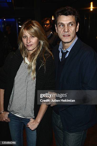 Marc Lavoine and his wife Sarah attend 'Les tribulations d Une Caissiere' Paris premiere at UGC Cine Cite Bercy on December 12, 2011 in Paris, France.