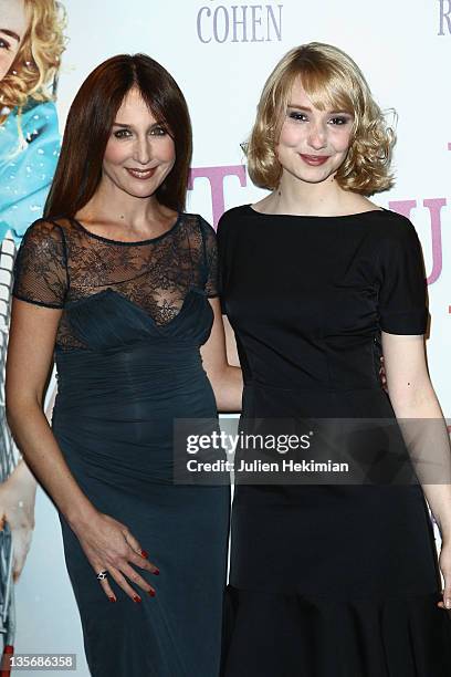 Elsa Zylberstein and Deborah Francois attend 'Les tribulations d Une Caissiere' Paris premiere at UGC Cine Cite Bercy on December 12, 2011 in Paris,...