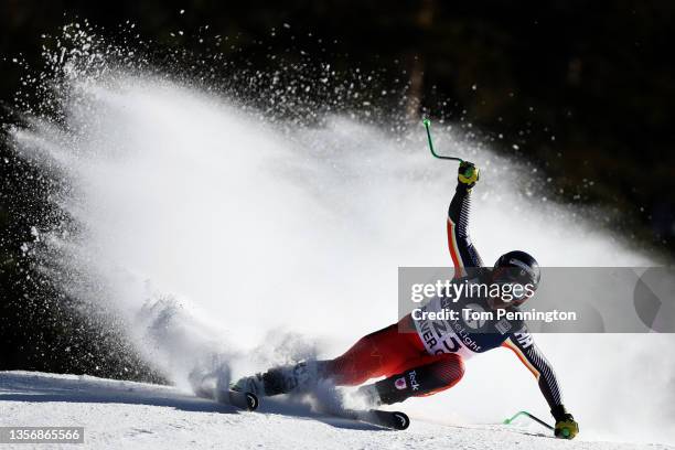James Crawford of Team Canada competes in the Men's Super G during the Audi FIS Alpine Ski World Cup at Beaver Creek Resort on December 02, 2021 in...