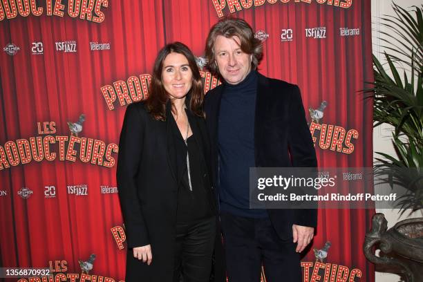 Adriana Santini and Richard Caillat attend the "Les Producteurs" Theater Play at "Theatre de Paris" on December 02, 2021 in Paris, France.