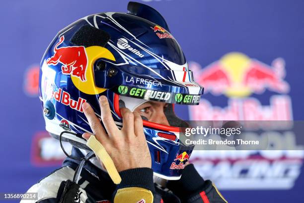 Jamie Whincup driver of the Red Bull Ampol Racing Holden Commodore ZB prepares for practice during the Bathurst 1000 which is part of the 2021...