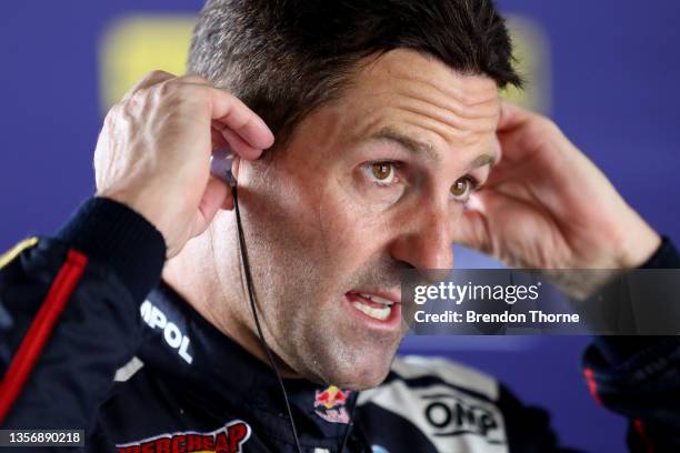 Jamie Whincup driver of the Red Bull Ampol Racing Holden Commodore ZB prepares for practice during the Bathurst 1000 which is part of the 2021...