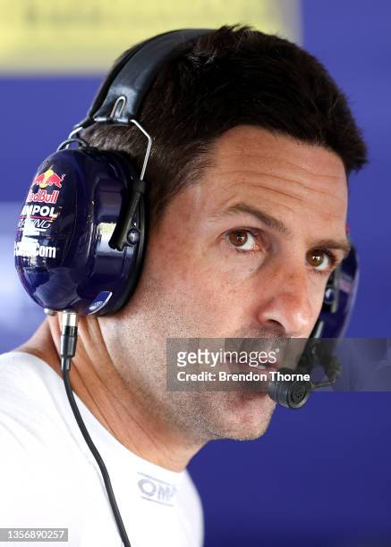 Jamie Whincup driver of the Red Bull Ampol Racing Holden Commodore ZB looks on ahead of practice during the Bathurst 1000 which is part of the 2021...