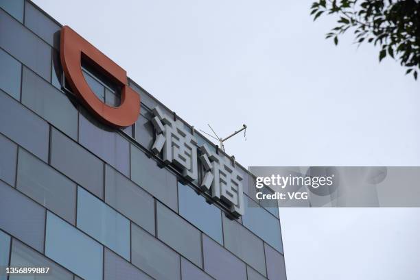 Logo of Chinese ride-hailing platform Didi Chuxing is seen at its headquarters on September 20, 2021 in Beijing, China.