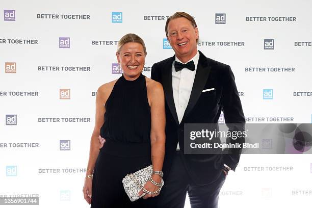 Hans Vestberg and his wife attend the Ad Council's 67th Annual Public Service Award Dinner at The Glasshouse on December 02, 2021 in New York City.