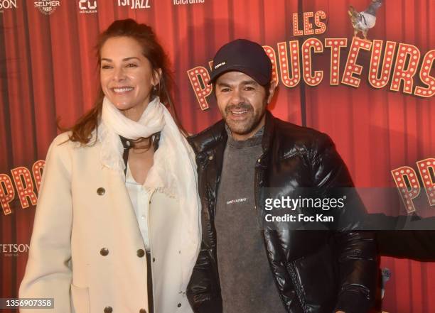 Melissa Theuriau and Jamel Debouze attend the "Les Producteurs" Gala at Théâtre de Paris on December 02, 2021 in Paris, France.