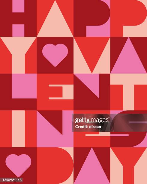 bildbanksillustrationer, clip art samt tecknat material och ikoner med valentine’s day greeting card with geometric typography. - alla hjärtans dag