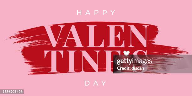 valentine’s day greeting card with brush stroke on pink background. - make up brush stock illustrations