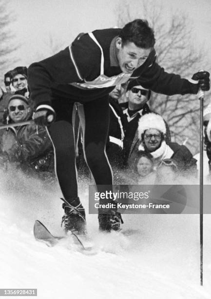 Guy Périllat au slalom de la coupe Emile Allais à Megève, le 28 janvier 1963.