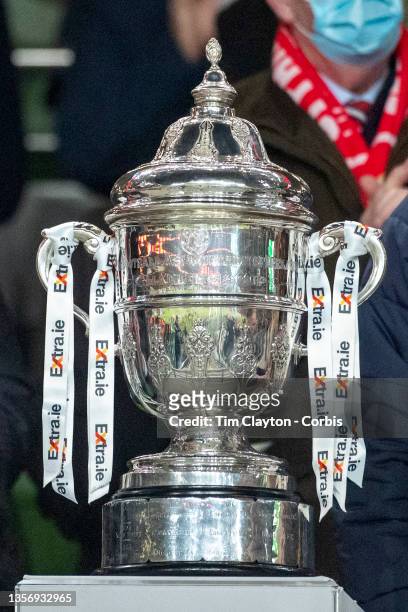 November 28: The winner trophy during the St Patrick's Athletic vs Bohemians, FAI Cup Final match at Aviva Stadium on November 28th, 2021 in Dublin,...