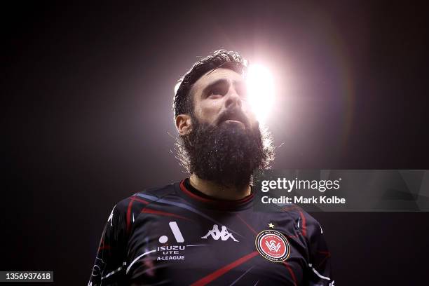 Rhys Williams of the Wanderers looks into the crowd as he celebrates victory in the A-League Mens match between Wellington Phoenix and Western Sydney...