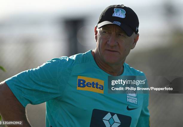 Andy Bichel of Brisbane Heat looks on during the England intra-squad Ashes Tour match between England and the England Lions at Ian Healy Oval on...