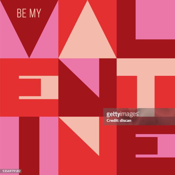 valentine’s day greeting card with geometric typography. - valentines day couple stock illustrations