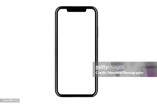 new modern smartphone mockup with white screen isolated on white background - smartphone imagens e fotografias de stock