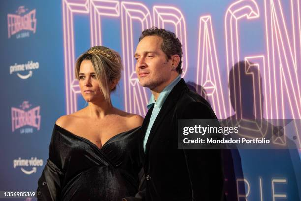 Francesca Barra, Claudio Santamaria attend at the photocall of the tv series "The Ferragnez" on December 02, 2021 in Milan, Italy.