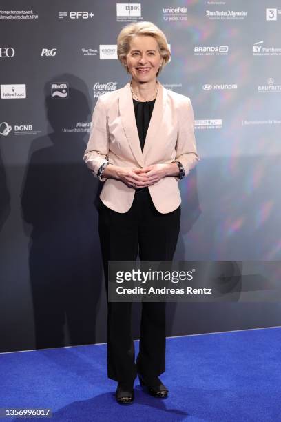 Ursula von der Leyen arrives for the annual German Sustainability Award at Maritim Hotel on December 03, 2021 in Duesseldorf, Germany.
