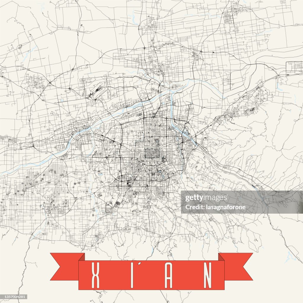 Xi'an, China Vector Map