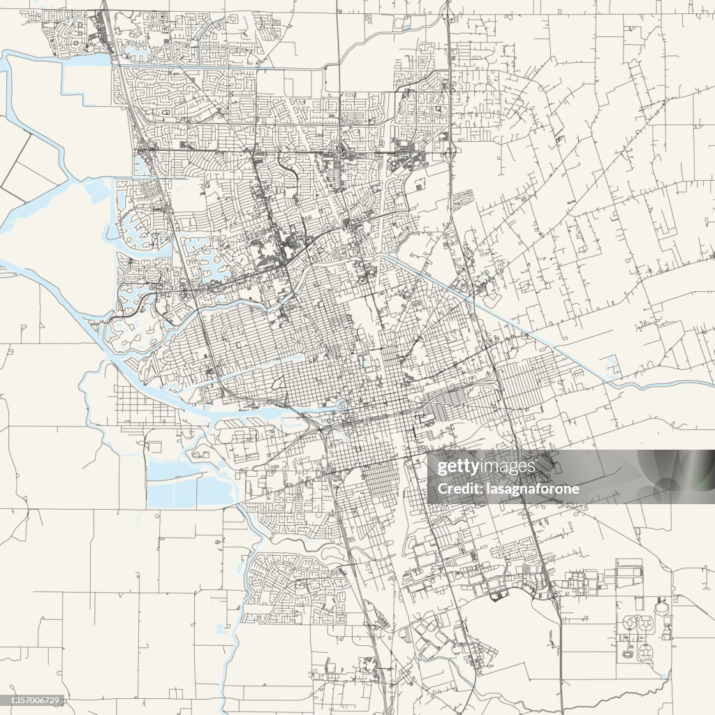 Stockton, California, USA Vector Map