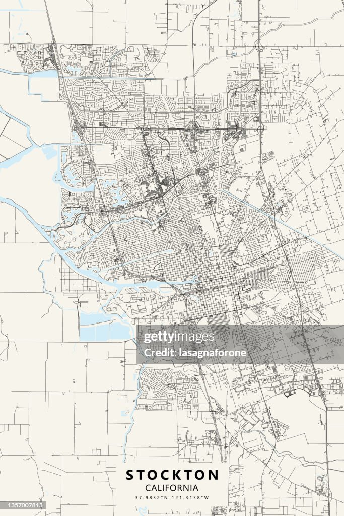 Stockton, California, USA Vector Map