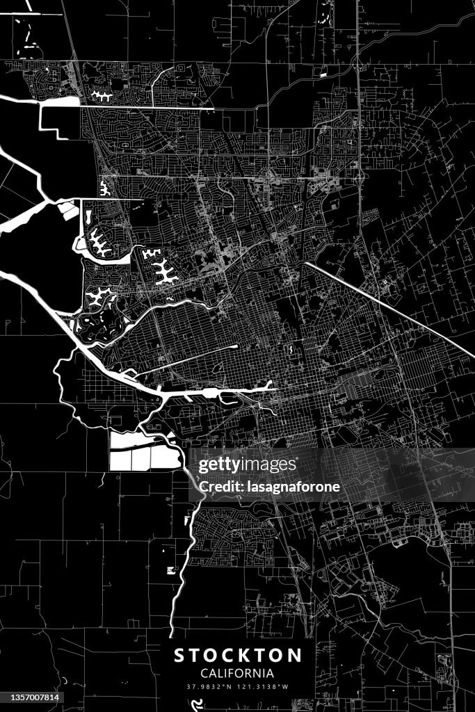 Stockton, California, USA Vector Map