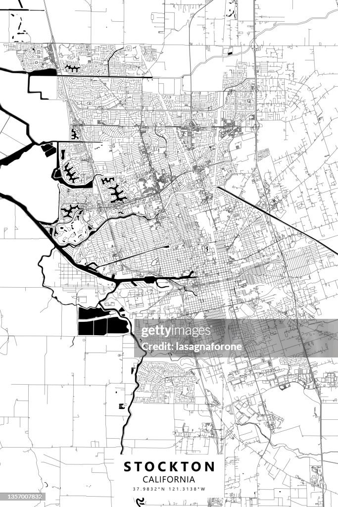 Stockton, California, USA Vector Map