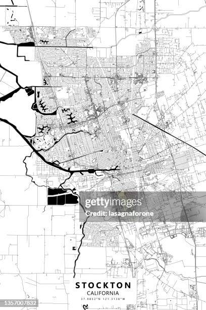 Stockton California Usa Vector Map High-Res Vector Graphic