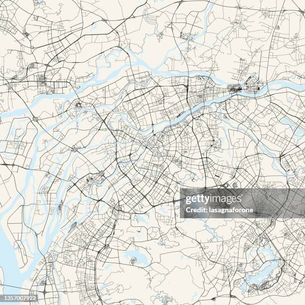 dongguan, china vector map - pearl river delta stock illustrations