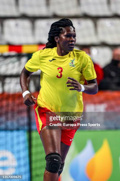 Appoline Michele Abena Ekobena of Cameroon looks on during the 25th of the Women's Handball World Championship in the preliminary round in the match...