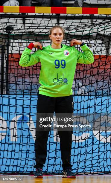 Polina Kaplina of RHF gestures during the 25th of the Women's Handball World Championship in the preliminary round in the match between RHF Handball...