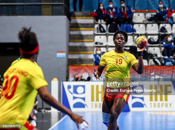 Cyrielle Ebanga Baboga of Cameroon in action during the 25th of the Women's Handball World Championship in the preliminary round in the match between...