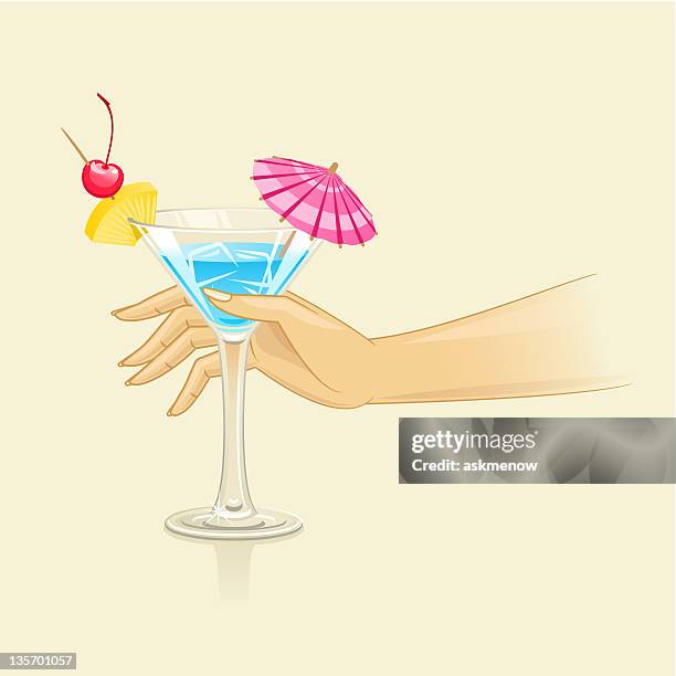 blue hawaii - paper umbrella stock illustrations