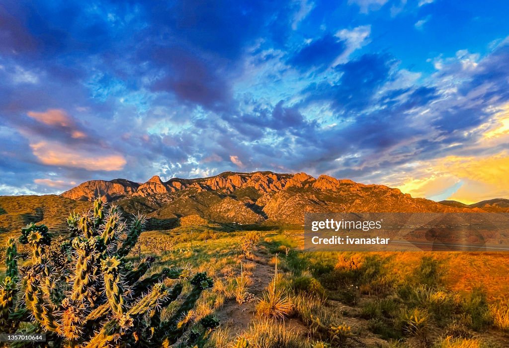Sandia Mountains in New Mexico at Sunset
