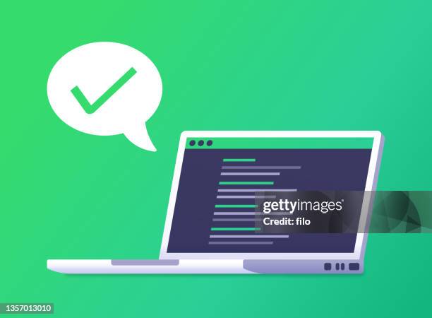 check mark yes green computer laptop - http stock illustrations