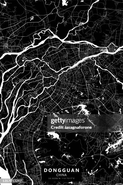 dongguan, china vector map - river delta stock illustrations