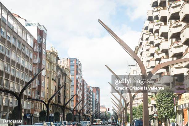 constitution avenue in the city of gijón (spain) - gijon fotografías e imágenes de stock