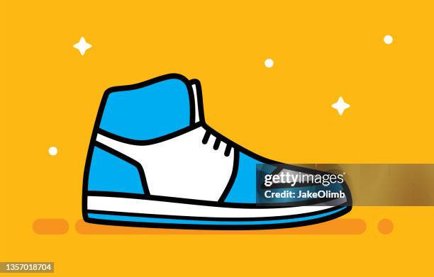 sneaker flach - bekleidungsgeschäft stock-grafiken, -clipart, -cartoons und -symbole