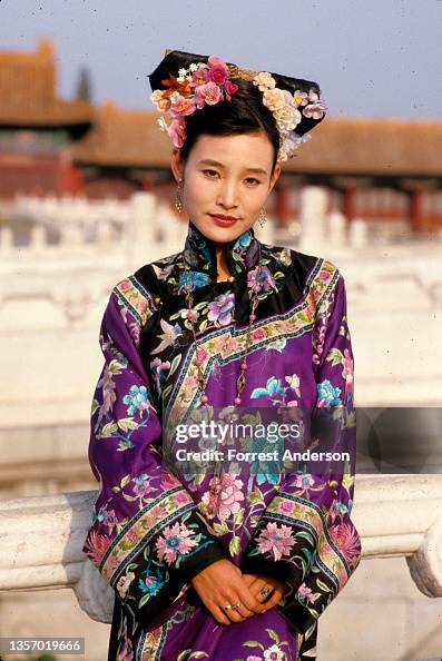 Portrait of Chinese actress Joan Chen as she poses, in costume for