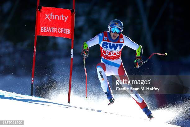 Marco Odermatt of Team Switzerland competes in the Men's Super G during the Audi FIS Alpine Ski World Cup at Beaver Creek Resort on December 03, 2021...