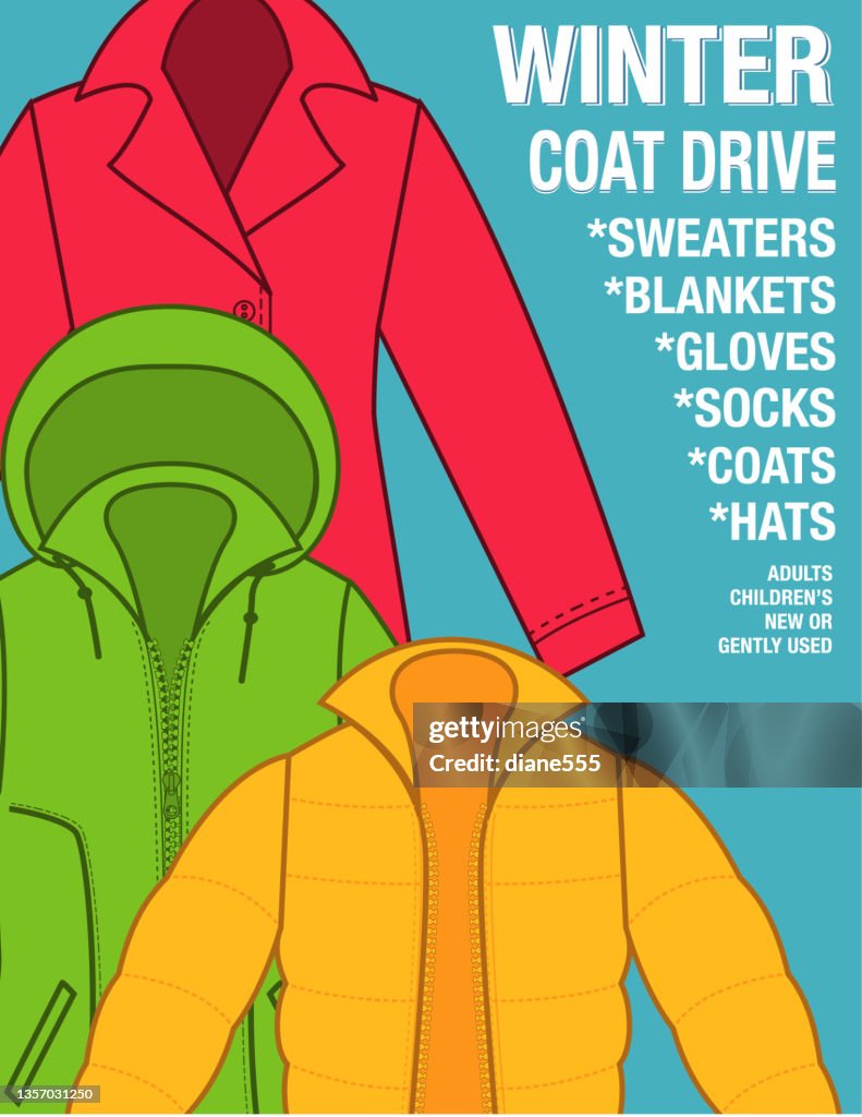 Winter Coat Drive Charity Poster template
