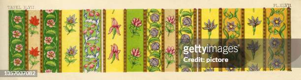 ornamental flowers in persian style: design element  (xxxl with lots of details) - oriental garden stock illustrations