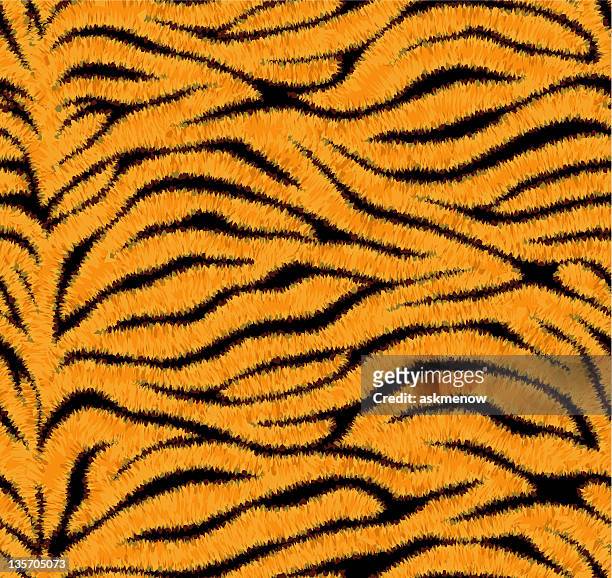 stockillustraties, clipart, cartoons en iconen met seamless tiger skin pattern - tiger print
