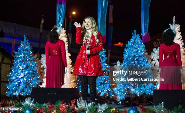 Singer-songwriter Bianca Ryan performs during a rehearsal for the Holiday Tree Lighting at Blue Cross RiverRink Winterfest at Penn's Landing on...