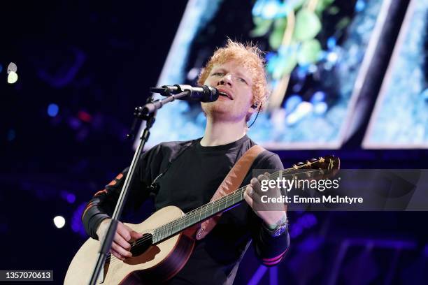 Ed Sheeran performs onstage during iHeartRadio 102.7 KIIS FM's Jingle Ball 2021 presented by Capital One at The Forum on December 03, 2021 in Los...